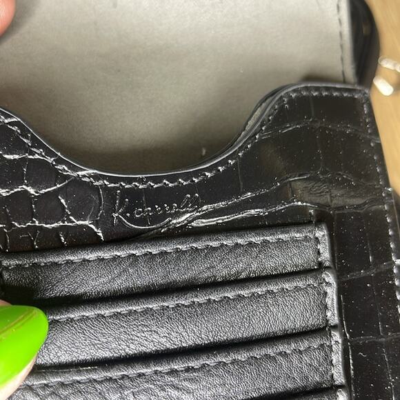 K. CARROLL Black Croc Embossed Small Foldover Crossbody Bag - Picture 5 of 5